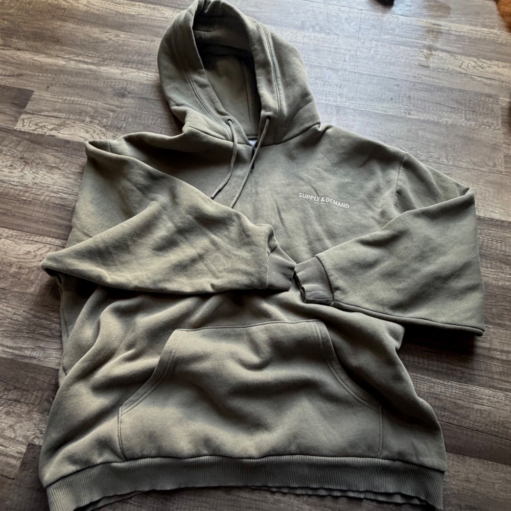 Supply & Demand NYC Hoodie Mens Large Olive Green‎ Graphic Pullover Streetwear